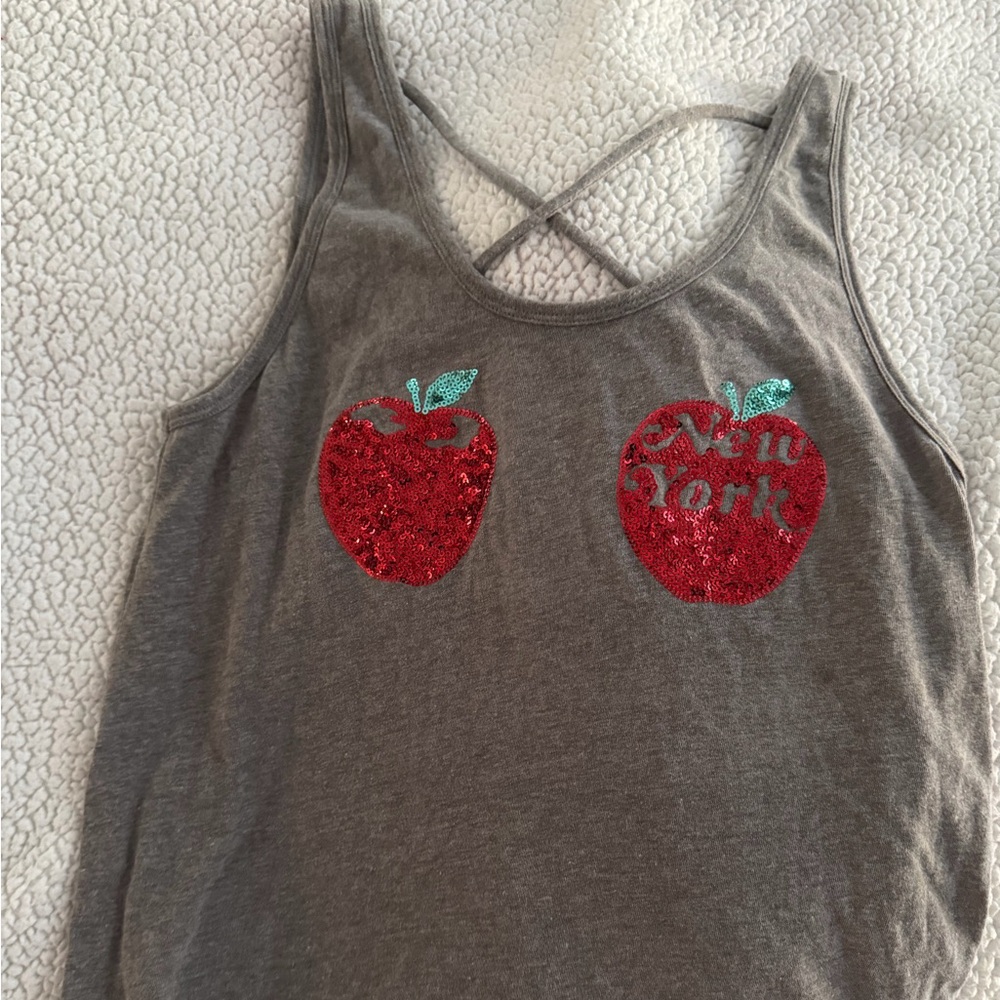 Grey Victorias secrets pink  Tank Top with Red Apple says New York